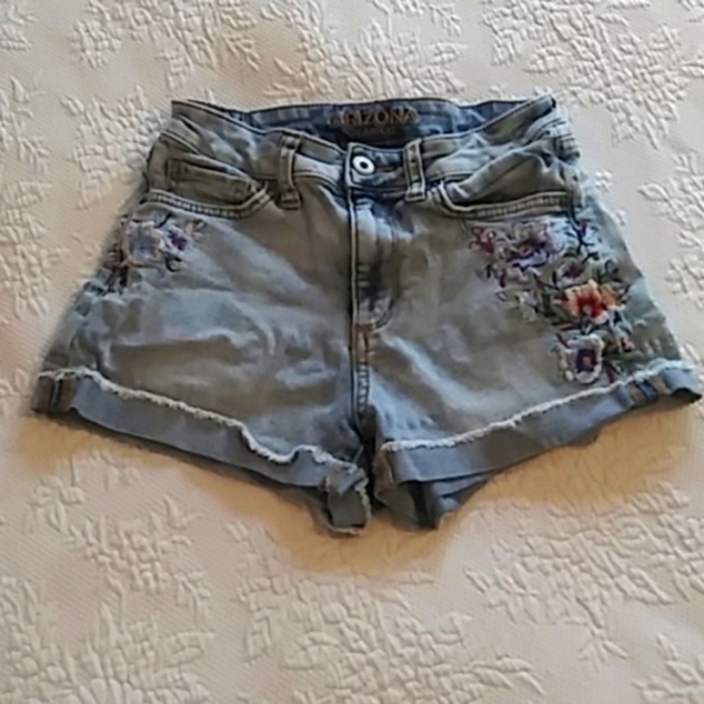 Arizona Floral Jean Shorts Denim Jr Sz 1 Boho